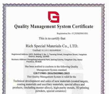Quality Management System Certificate